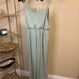 Women’s Large Love Tree Maxi Spaghetti strap dress in pale green